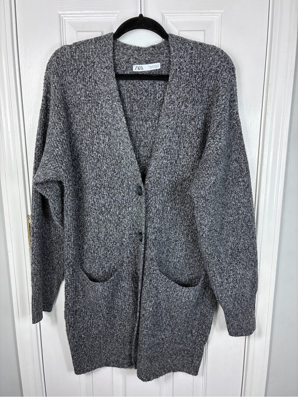Zara Womens Charcoal Gray Button Front Knit Cardigan Medium